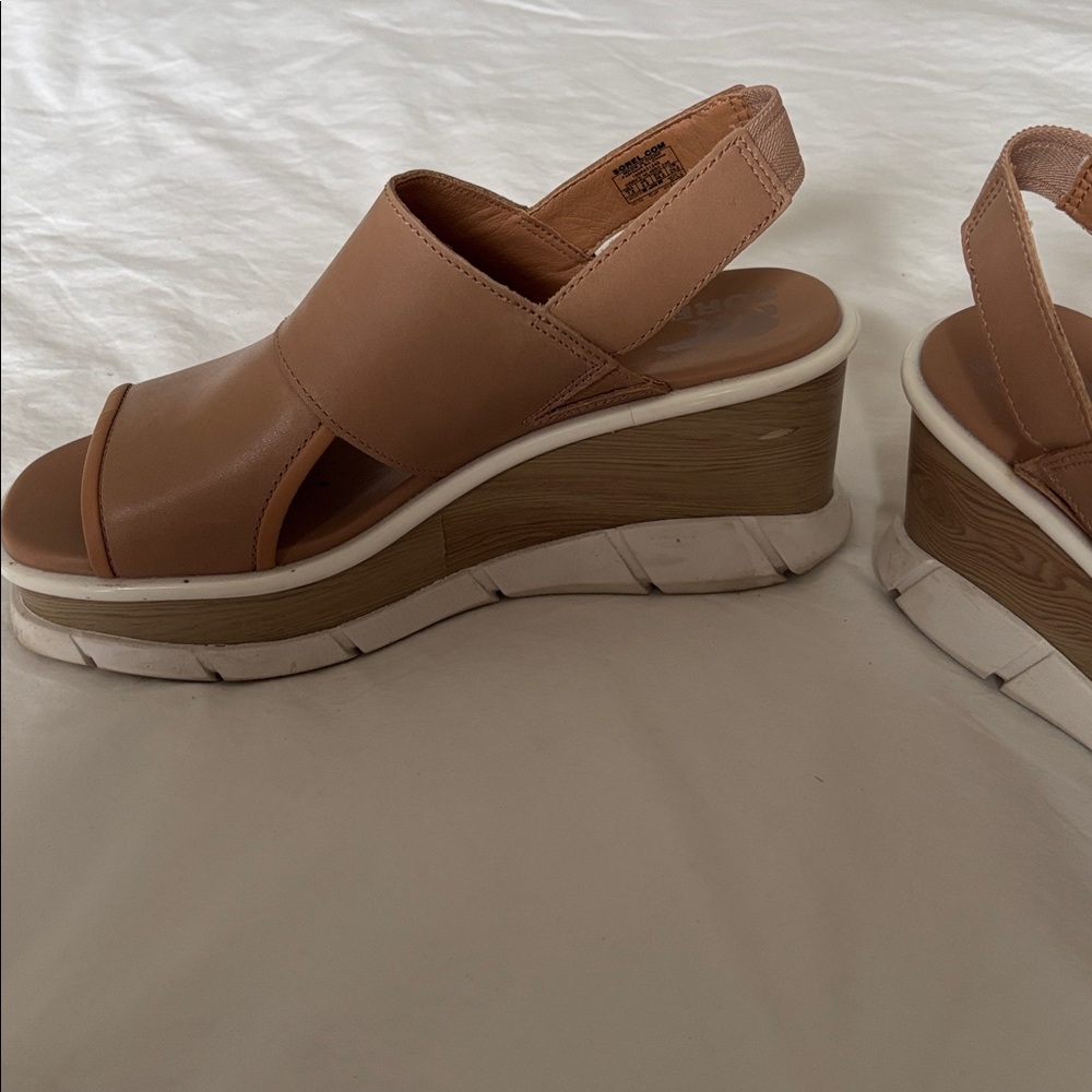 Sorel Nude/Tan Platform Slingback Sandals - Picture 7 of 8